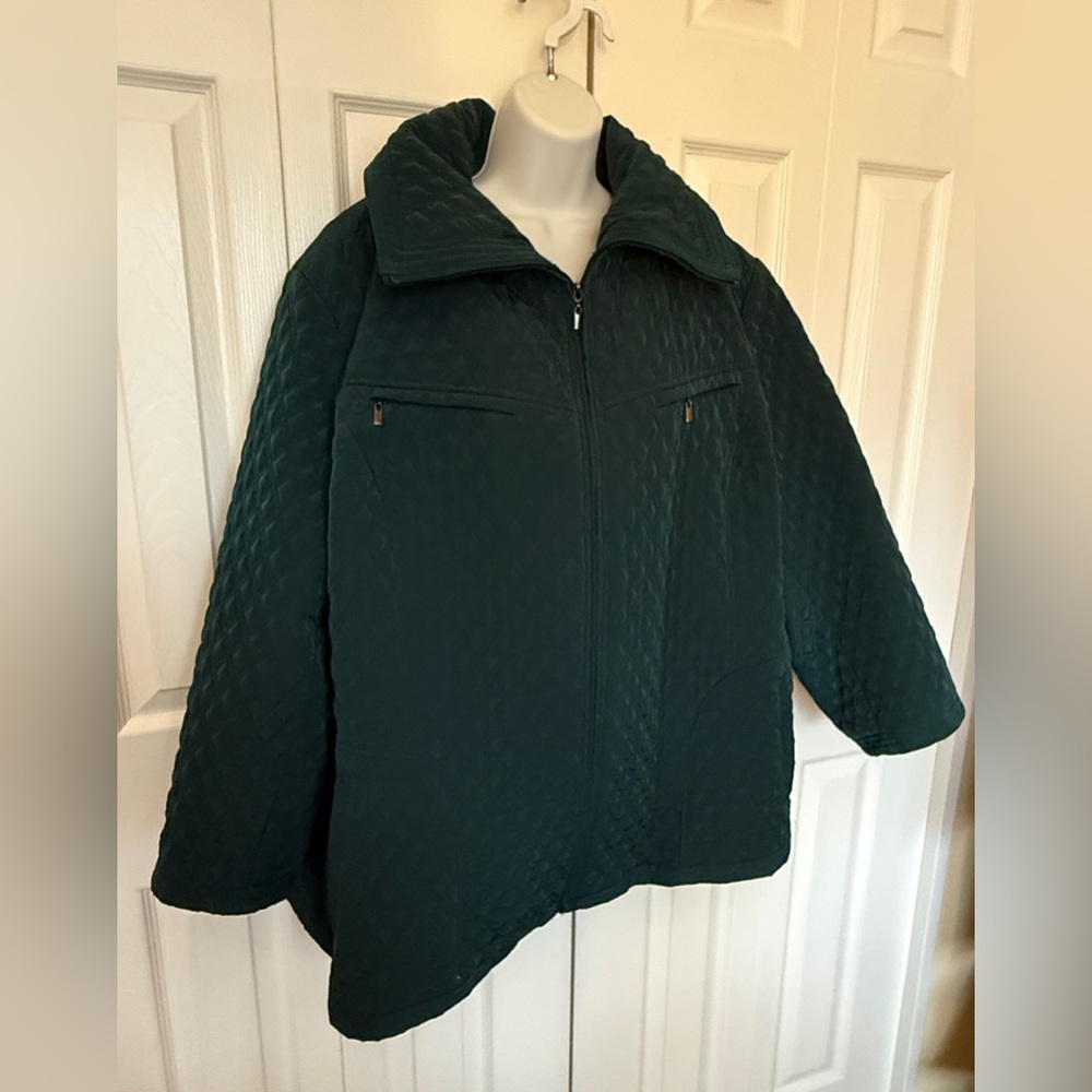 Gallery Woman Green Quilted Jacket Size 3X Zip Front Nordstrom EUC